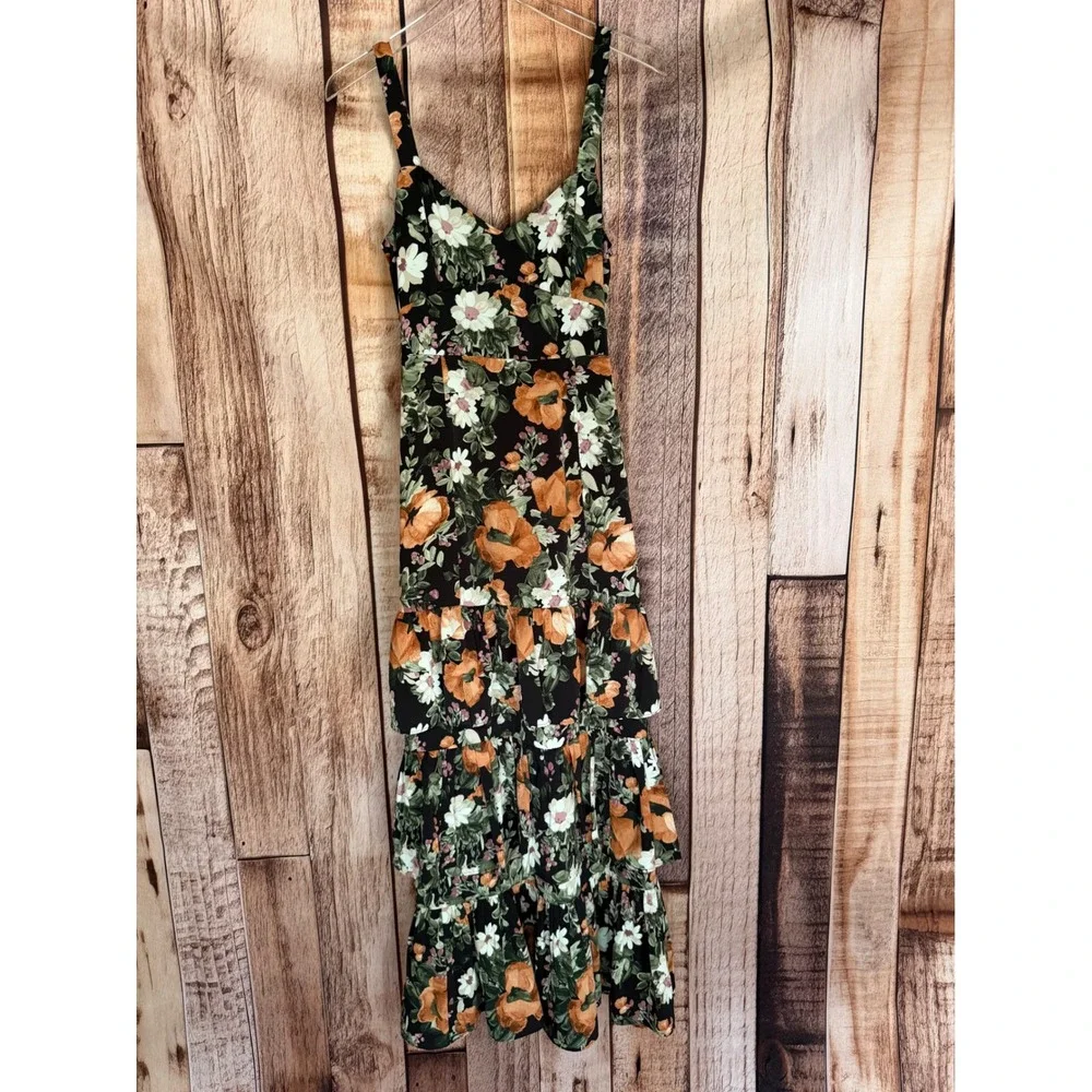 Abercrombie & Fitch Dress Floral Tiered Maxi Fall Ruffle Garden Size Small